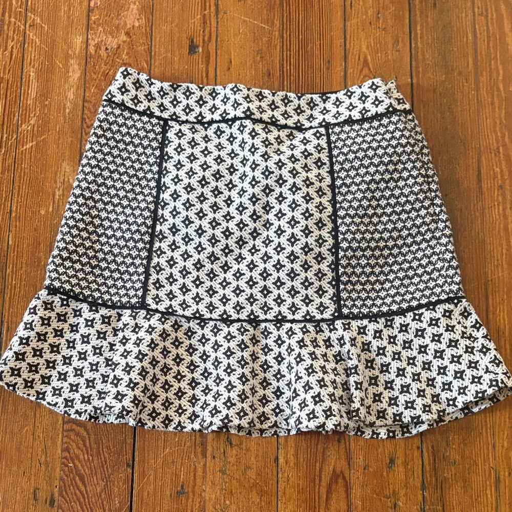 LOFT Black and White Textured Mini Skirt